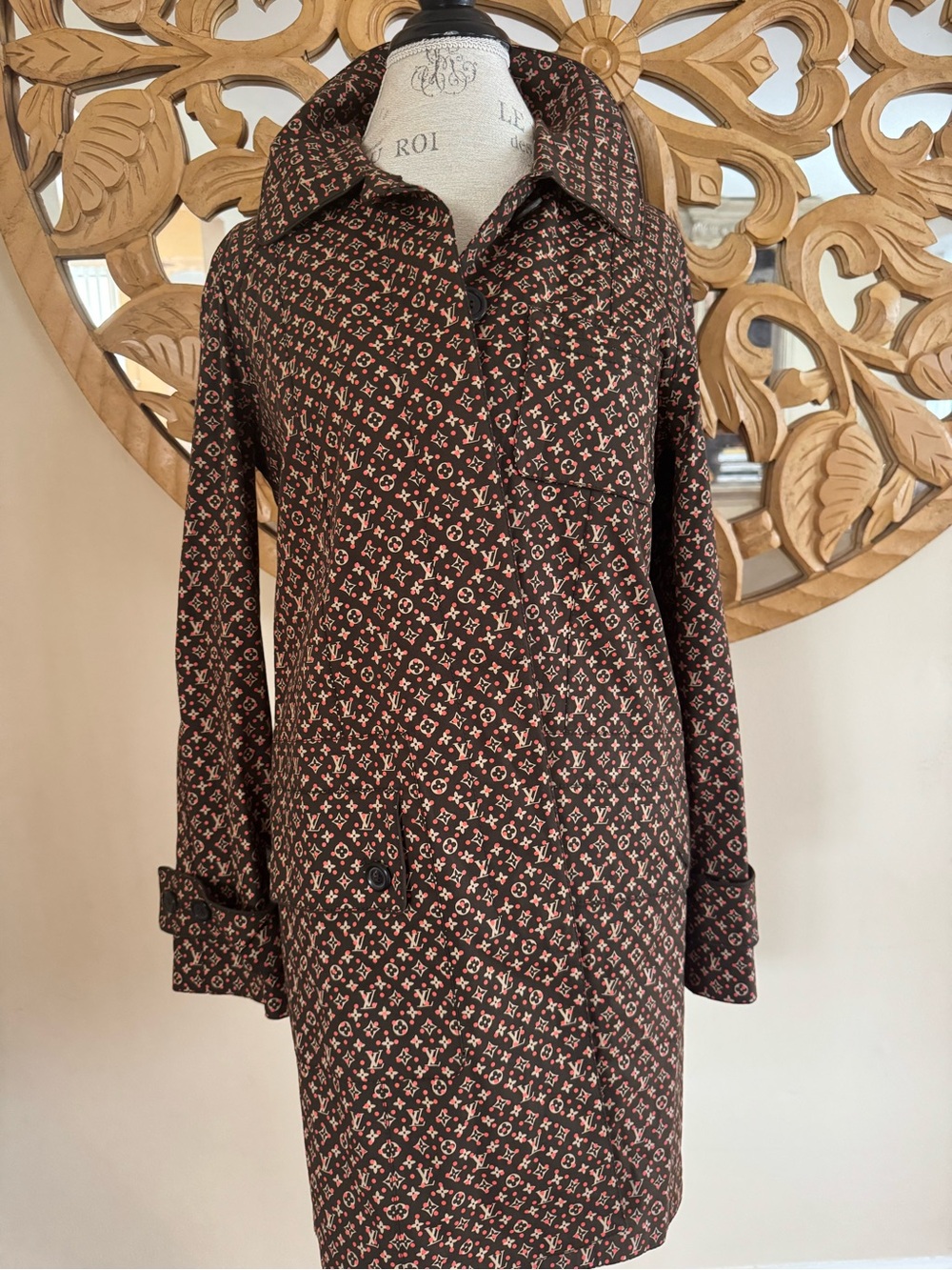 Louis Vuitton Women's Brown Printed Button-Down Dress
